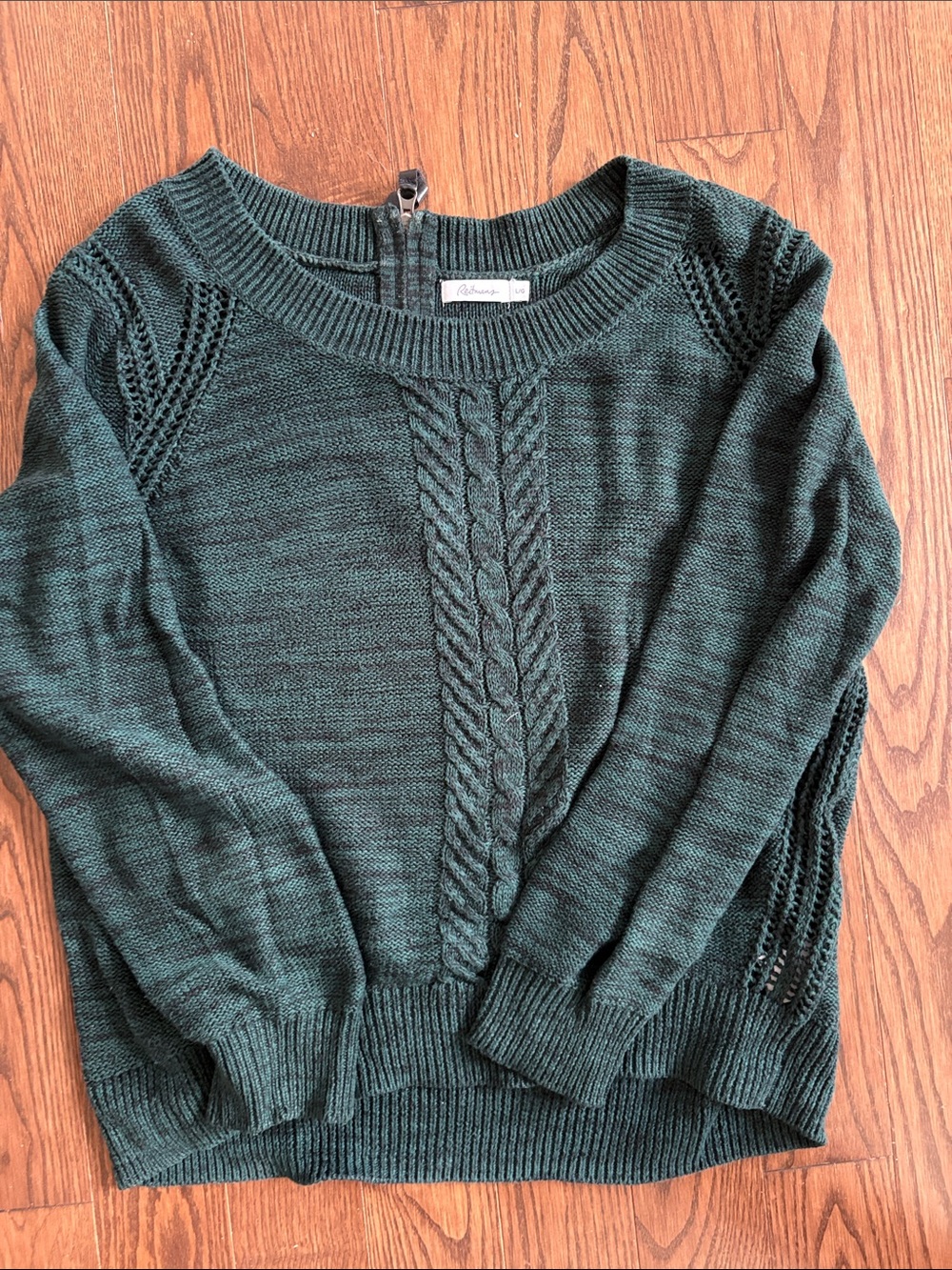 Reitmans Cable Detail Scoop Neck Sweater - Deep Green